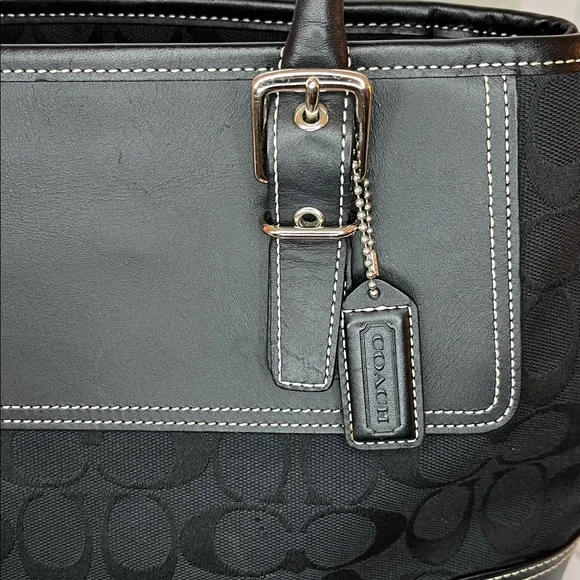 Vintage Coach Hamptons Black Signature Canvas Satchel Doctor Bag - Picture 2 of 8